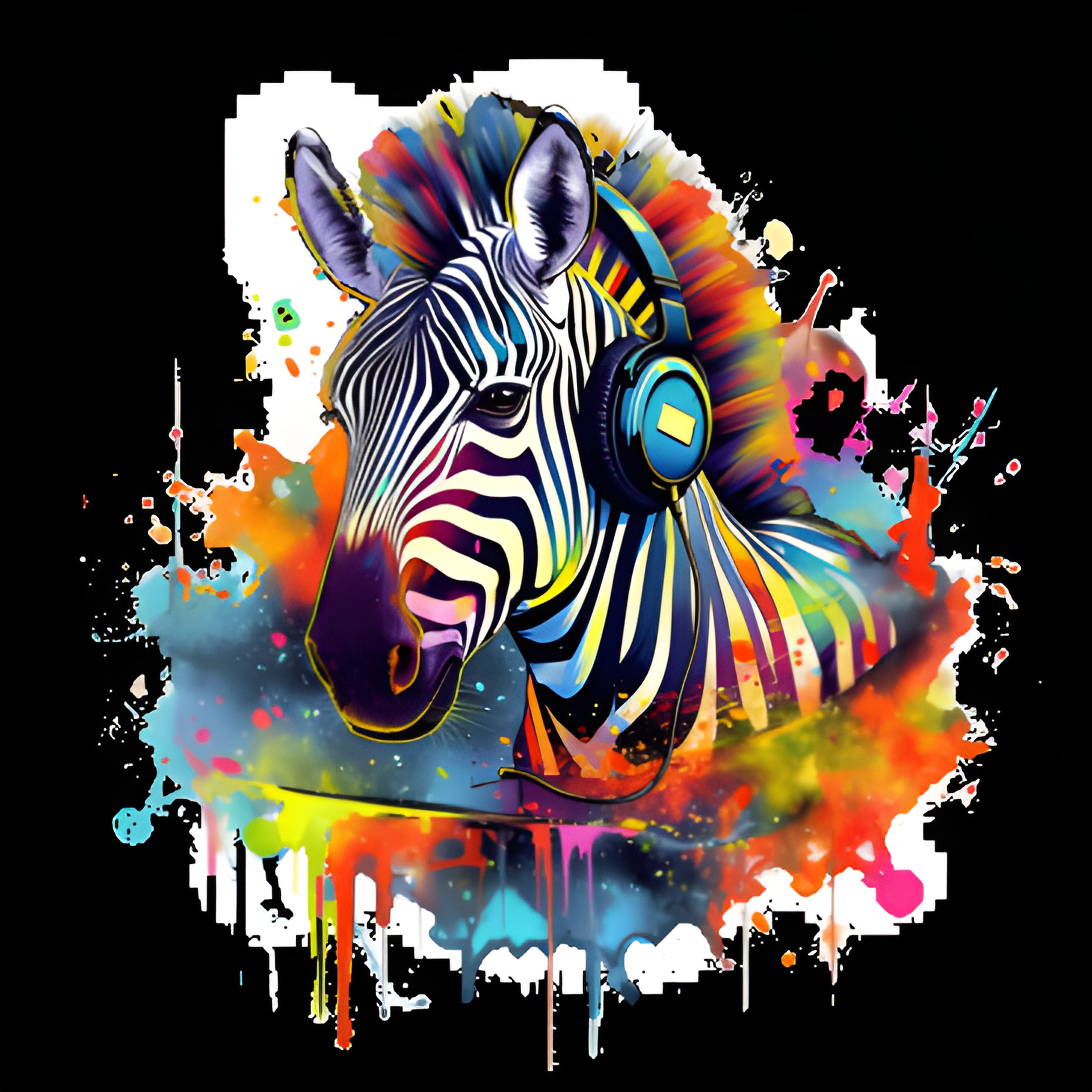 Colorful Animal DJ Tshirt, Zebra DJ Shirt, DJ Headphones Clothing ...