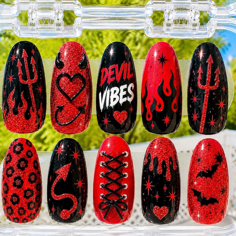 Devil Press Ons - Etsy