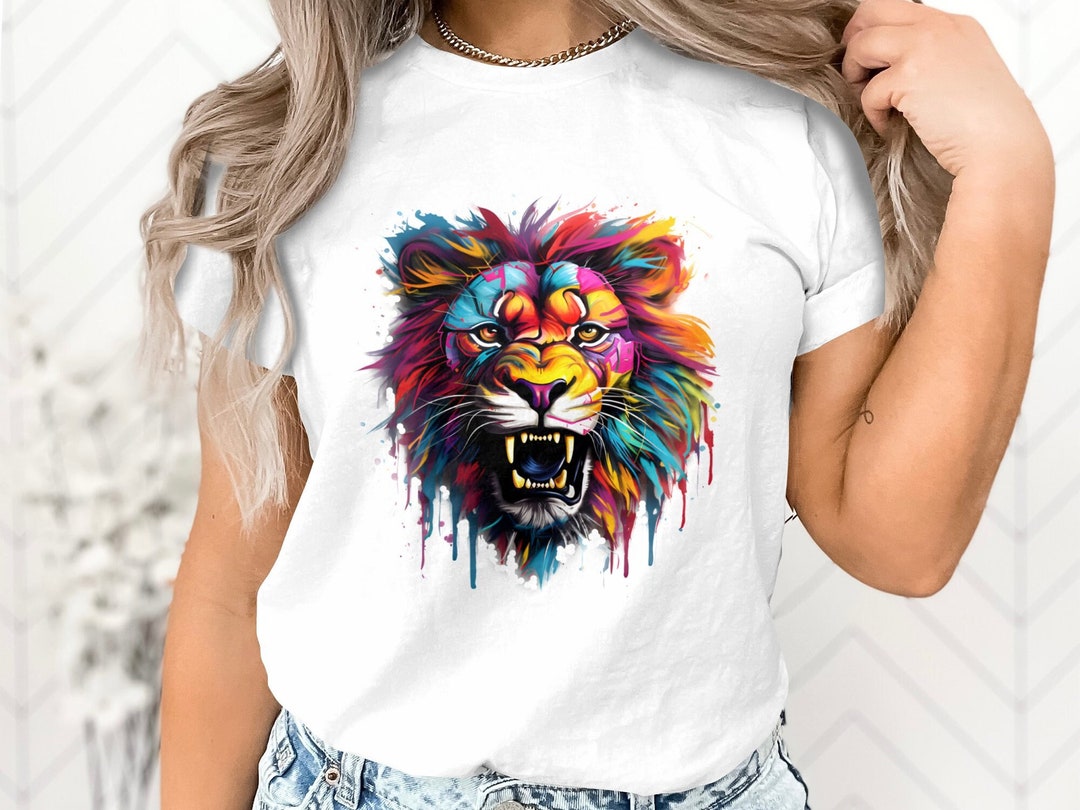 Lion Shirt Lion T-shirt Animal Owner Gift Colorful Lion Tshirt Wild ...