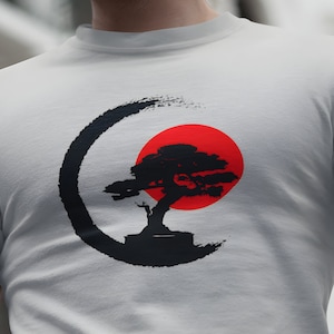 Bonsai tshirt, japanese shirt, Mens asian zen tee, asian tree, Mens bonsai tshirt, Rising sun shirt, Asian tree design t shirt, sun tshirts