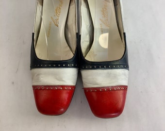 1960s Red, White, and Blue heels, US size 5