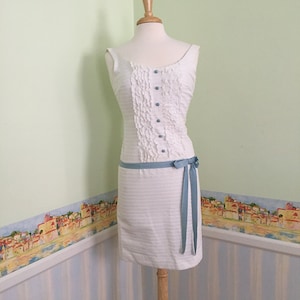 1960s drop waist spring cocktail scoop neck white Jonathan Logan dress size extra small XS