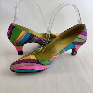 Psychedelic Swirl Mackey Starr heels size US 5.5 rainbow shoes 1960s shoes