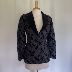 Schwarzer Blazer/Jacke aus Samt und Ripsband von Ferguson&#39;s, Größe S bis M