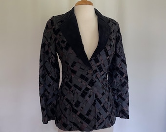 Black velvet & grosgrain ribbon blazer/jacket By Ferguson's, size S to M