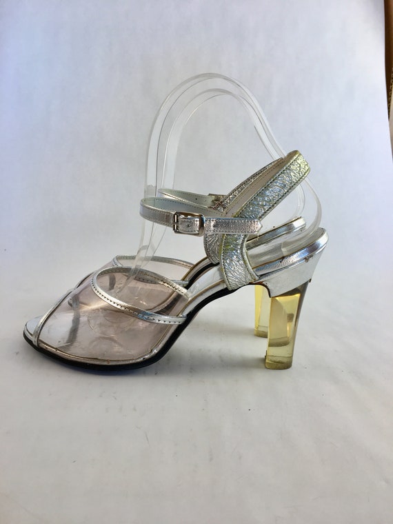 1970s Silver Aldens strappy dancing shoes - image 3