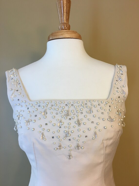 white beaded cocktail dress