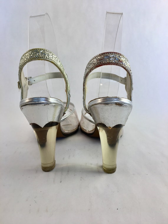 1970s Silver Aldens strappy dancing shoes - image 4