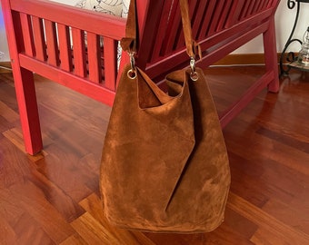 Hobo Bag Leather, Suede Hobo Bag, Brown Hobo Bag, Slouchy Hobo Bag, Shoulder Bags Women, Soft Leather purse, Cross-body bag, BBagdesign
