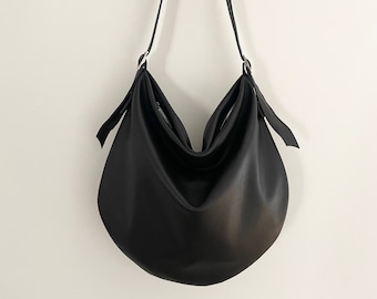 Leather Hobo bag, Black Leather Bag, Soft Leather Purse, Leather Hobo Purse, Genuine Leather Bag, Leather bag Women, Black Leather Purse