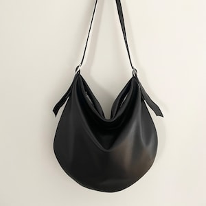Leder Hobo Tasche, Schwarze Ledertasche, Weiche Leder Geldbörse, Echte Leder Hobo Geldbörse, Echte Ledertasche, Damen Ledertasche, Schwarze Leder Geldbörse