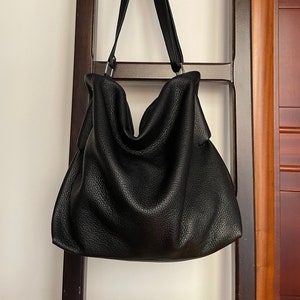 Black Leather Purse Leather Hobo Bag Soft Leather Crossbody 