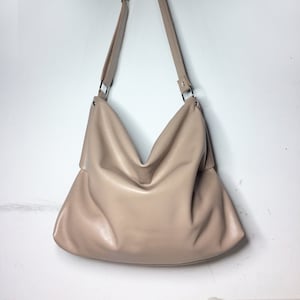 Monedero de piel suave, Bolso tote de piel beige, Bolsos de piel mujer, Bolso hobo holgado, Bolsos bandolera mujer, Bolsos de mano mujer, Bolso de piel holgado