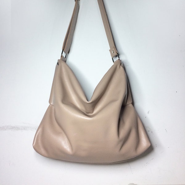 Soft leather purse, Beige leather tote, Leather bags women, Slouchy hobo bag, Crossbody bags women, Ladies handbags, Slouchy leather bag