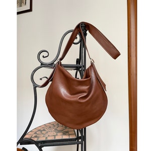 Hobo tas leer, bruine leren tas, zachte lederen tas, leren tas bruin, leren tas dames, leren hobo portemonnee, crossbody leer