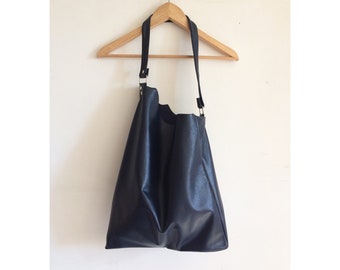 Leather bag women, Soft leather bag, Hobo bag leather, Leather purse women, Slouchy bag leather, Blue hobo bag, Navy blue handbag