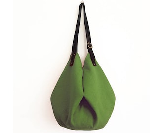 green handbag, green purse bag, suede shoulder, women purse handbag, italian artisan hobo, italian hobo bag, handmade handbag, green hobo