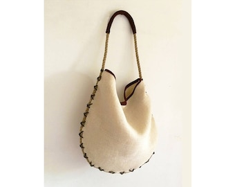 Womens summer bag, suede jute tote bag, jute purse, womans handbag, jute summer bag, jute leather hobo, summer purse tote, purses and bags
