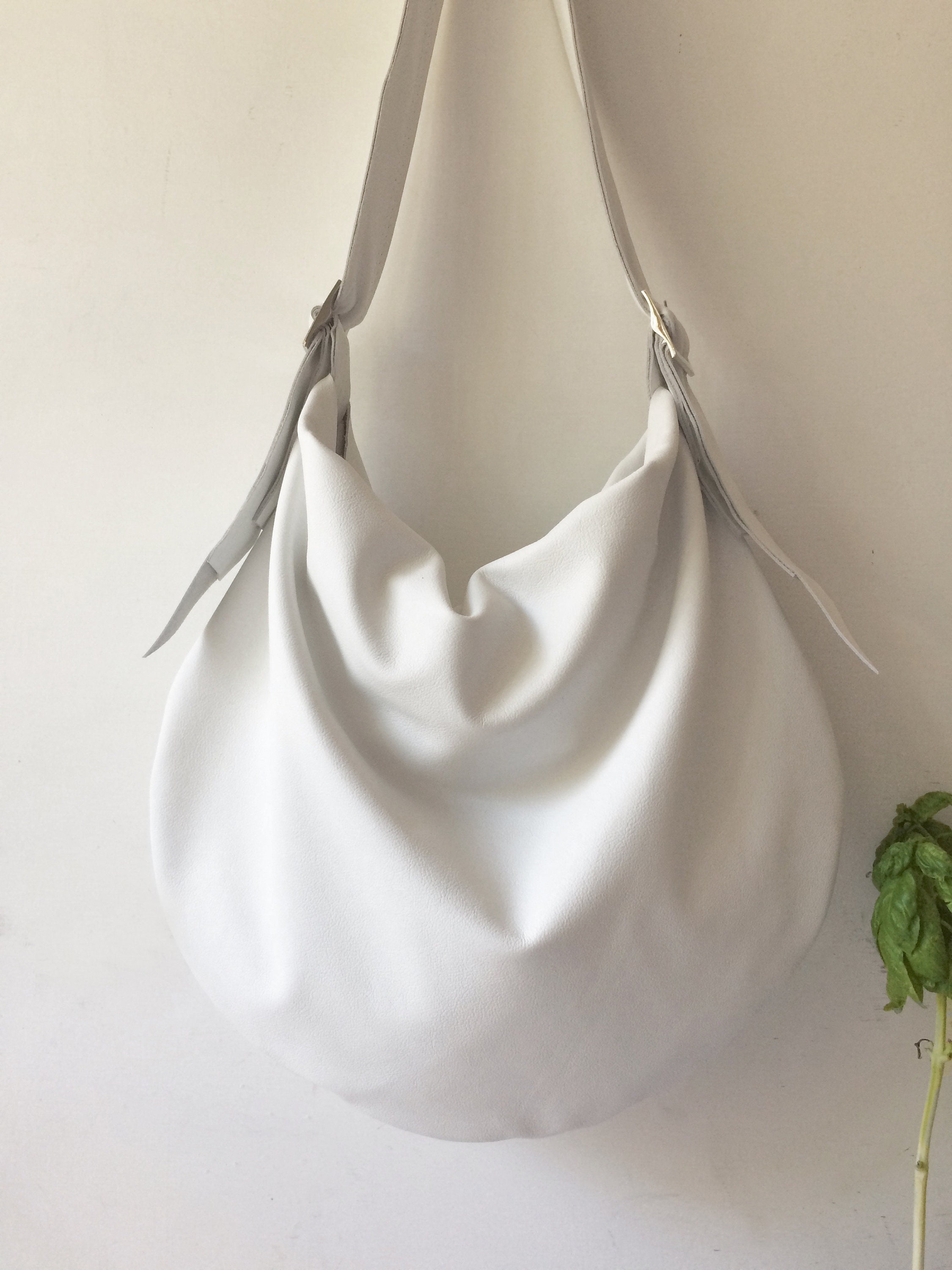 White Leather Soft Leather Purse Genuine Bag Etsy