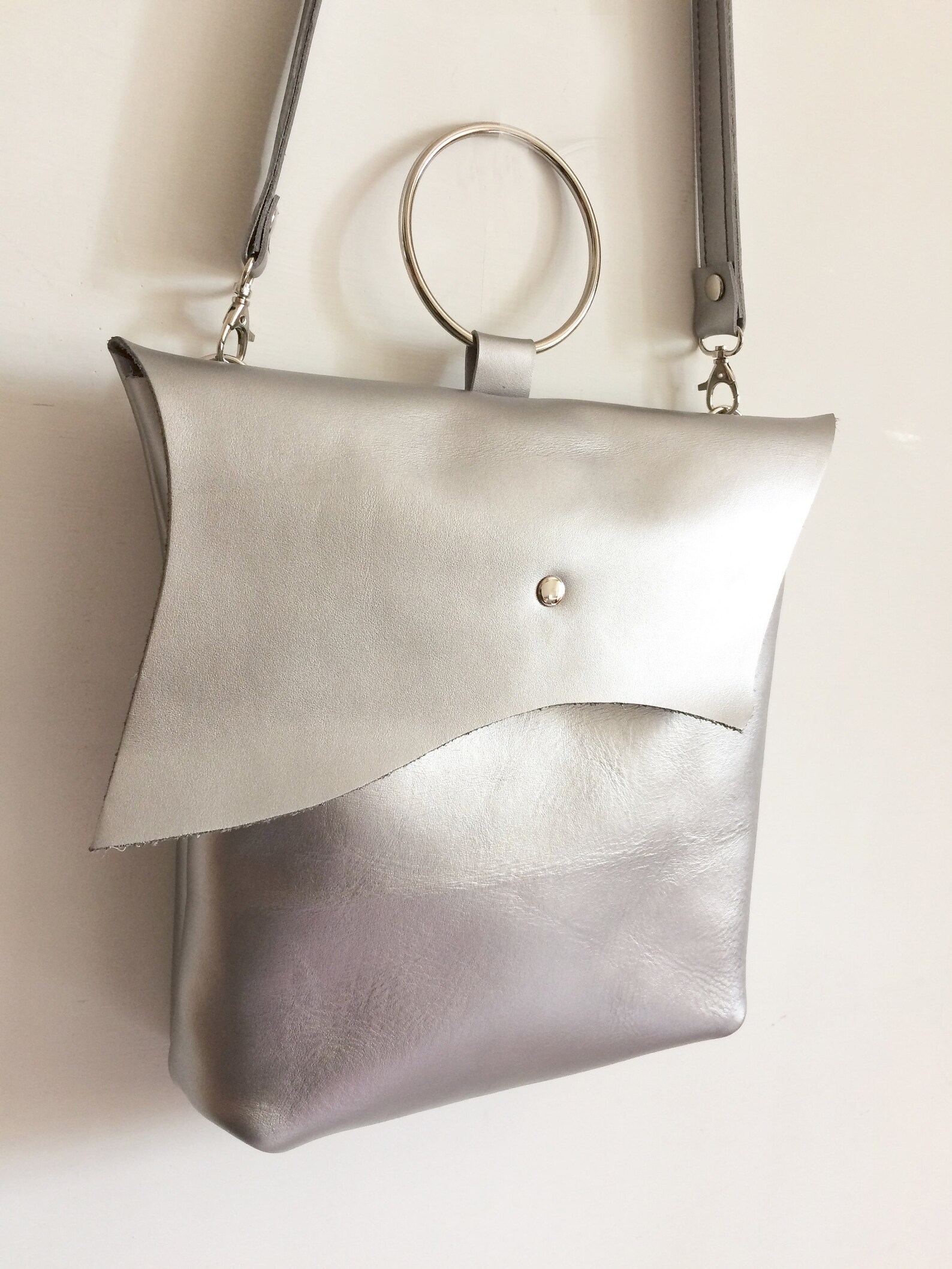 Silver Leather Bag Silver Crossbody Bag Silver Leather - Etsy Denmark