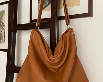 ショルダーバッグ・ポシェット Zipper Finishing Leather Hobo Bag Black Black Vintage Leather Zipper Apple Shape Box Handbag