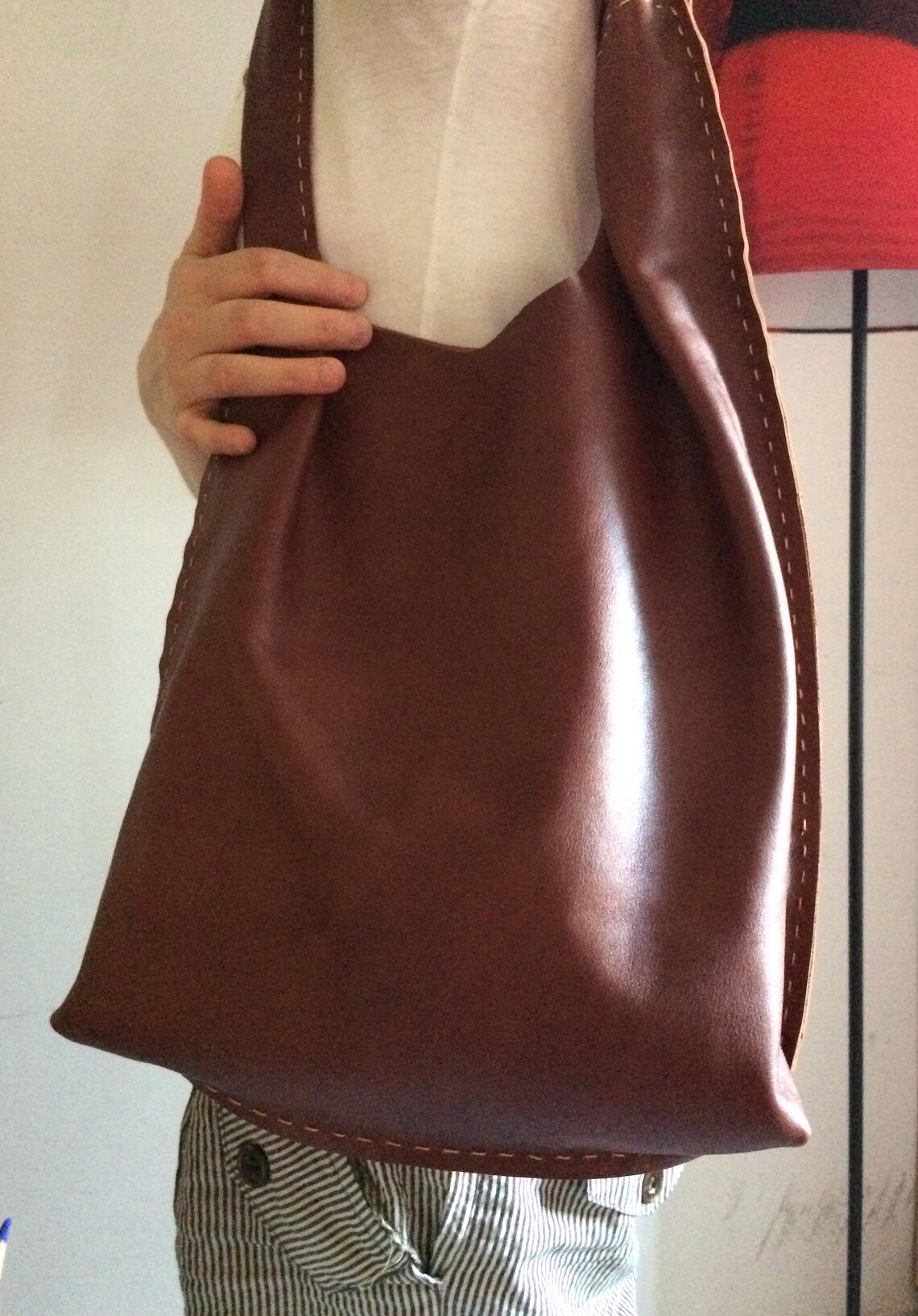 Brown - Handcrafted Quilted Handbag 11