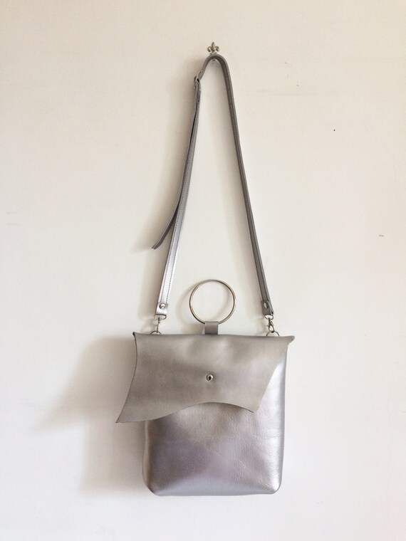 silver leather crossbody bag
