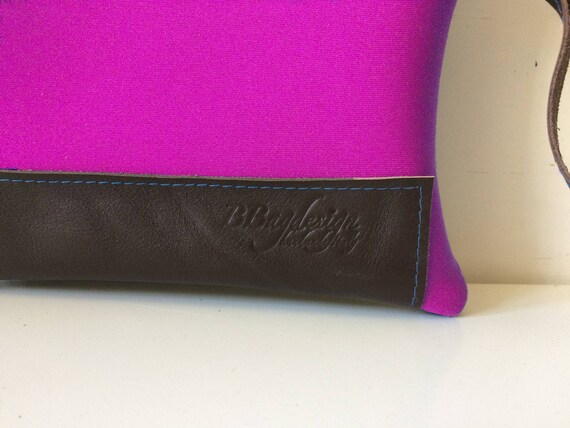Clutch pochette blu o fucsia in tessuto cotone e vera pelle | Etsy Italia
