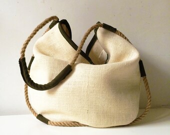 Jute bag for woman, Large jute bag, Jute leather bag, Jute handbag, Summer hobo bag, Bags for women, Rope bag leather, Summer handbag
