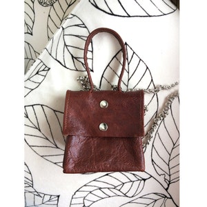 Leather mini bag, Mini leather tote, Small leather purse, Mini shoulder purse, Leather waist bag, Mini crossbody bag, Brown leather purse