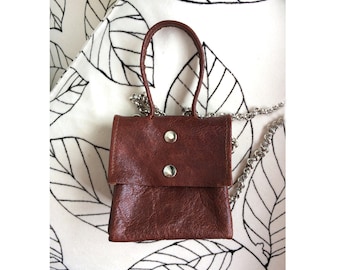 Leather mini bag, Mini leather tote, Small leather purse, Mini shoulder purse, Leather waist bag, Mini crossbody bag, Brown leather purse