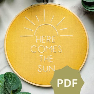 Patrón de bordado PDF "Aquí viene el sol" / bordado moderno / descarga digital de bordado a mano / bordado para principiantes
