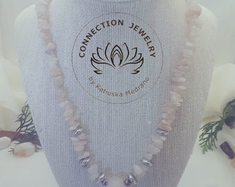 Chase Morganit Halskette mit Anhänger Rosenquarz Ein Unikat Statement Kette Schmuck Geburtstag Geschenkhandmade Weihnachten Elegante Frau