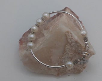 Line Bracelet Sterling silver Adjustable bracelet Gift for her Handmade Ready for ship Stacking bracelet Elegible stone Fashion