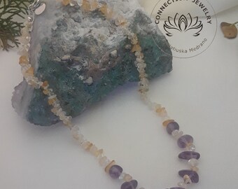 Perfect Gift Necklaces Citrine and Amethyst stone ConnectionJewelry Purple Gemstone Prosperity Stone Birthday Gift Handmade Holidays