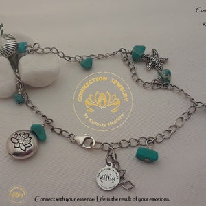 Anklets for Women Genuine Turquoise and Sterling Silver Anklet Handmade Ankle Bracelet Foot Jewelry Foot Bracelet Boho jewelry Gift for Mom