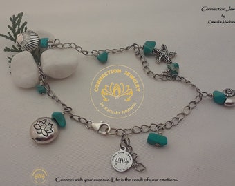 Anklets for Women Genuine Turquoise and Sterling Silver Anklet Handmade Ankle Bracelet Foot Jewelry Foot Bracelet Boho jewelry Gift for Mom