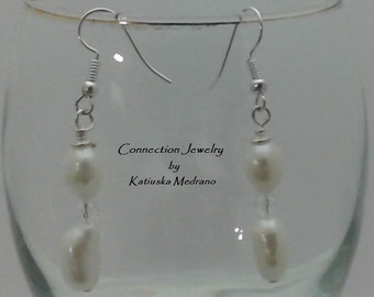 Natural Pearl and Quartz Transparent Earrings Gift for her Gift for Mother Handmade Gift for girlfriend boho jewelry