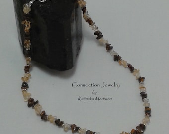 Necklace Visual Attraction Tiger eyes stone Citrine stone Holidays Gift for woman Connection Jewelry Yellow Necklace Brown stone Gifts