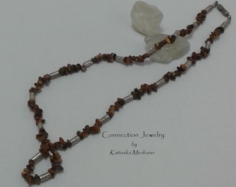 Tiger Eye and Sterling Silver Necklace, Brown Stone Bracelet, For  Men Gift, Black Friday, Handmade, Holidays.