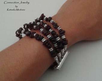 Bracelet four line Garnet -Red Stone bracelet  Natural Gemstone Bracelet Spiritual-Boho Jewelry Ready to Ship Handmade Connectionjewelry