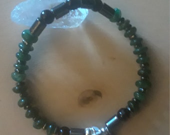 Protection Green Aventurine, Hematite, Tourmaline stone Bracelet, stone Activation Chakras, Good Fortune, Natural stone, Greenstone, Gift