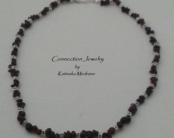 Garnet: Ianuarius Necklaces Garnet Gemstone January Birthstone jewelry Gift for Mom Wife Necklace Red stone Boho Jewelry