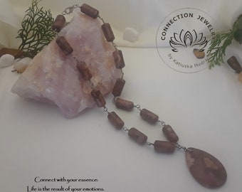 Brown Zebra Necklaces Sterling silver Natural Brown stone Zebra Stone Birthday gift handmade jewelry Christmas gift Elegant Woman Holiday