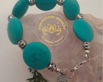 Turquoise Stone Bracelet, Sterling Silver,  Sterling Silver Beaded, December Birthday, Birthstone Jewelry Gift, Handmade, Holidays.