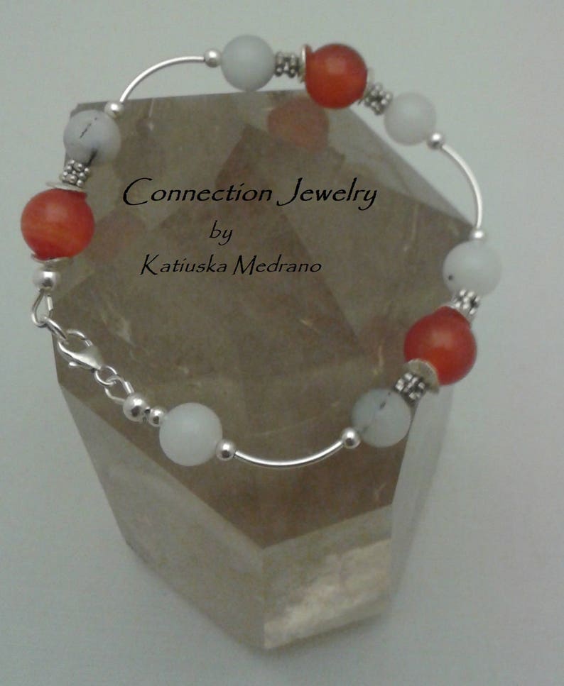 Bracelet Red Jasper and Turquoise Yellow Serpentine Memory wire Bracelet Sterling Silver Wedding gift Birthday Christmas Handmade free ship