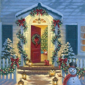 A Classic Christmas Porch Fabric Panel by Riley Blake Designs | P9542-PORCH | 36&quot; x 43.5&quot; | 100% Cotton Christmas Quilt Panel