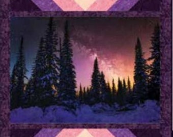 October Sky Quilt Kit featuring Nightshade Twilight Panel by Hoffman of California