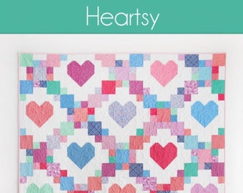 Heartsy Quilt Pattern by Cluck Cluck Sew | Modern Heart Quilt Design | Fat Quarter Friendly | Domestic 1st Class Shipping 3.17