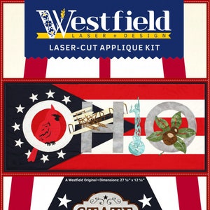 Ohio Laser Cut Applique Kit by Westfield Laser Design | Prefused Precut State Pride Quilt Applique Banner Kit